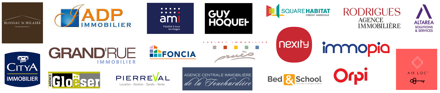 Logos des agences immobilières partenaires du Serrurier Dépann Serrurerie